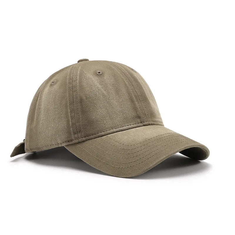 Washed Soft-Top Plain Baseball Cap For Men