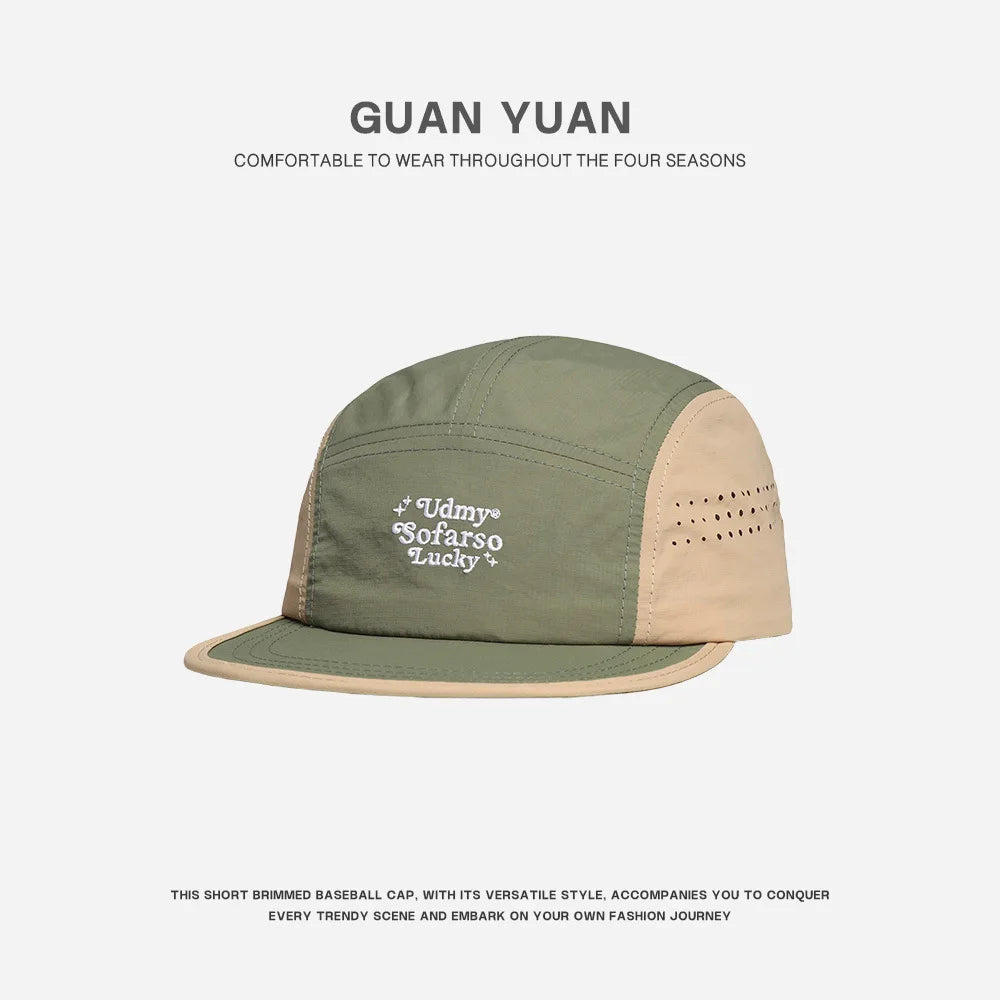 Summer Embroidered Flat Brim Quick Dry Hat Men Women