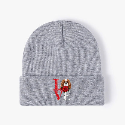 Cavalier King Charles Spaniel Rose Love Beanie Knit Winter Hat