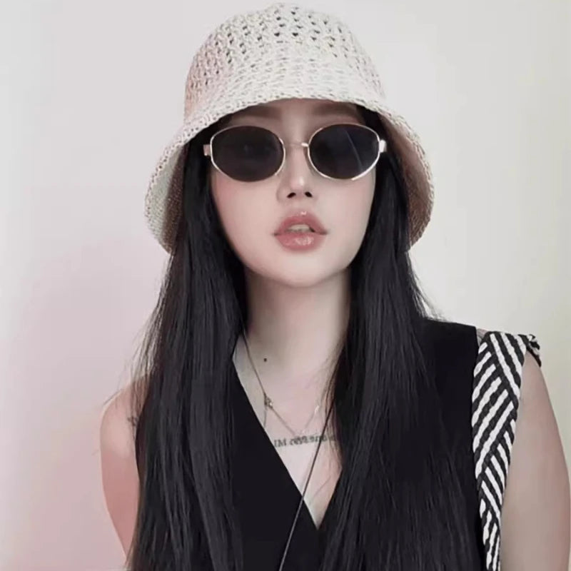 Breathable Summer Hollow Out Knitted Bucket Hats