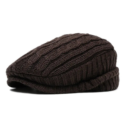 Cotton Solid Warm Newsboy Caps Flat Peaked Cap