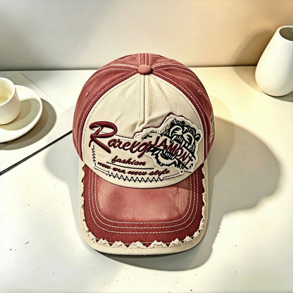 Vintage Frayed Edge Embroidery Baseball Cap