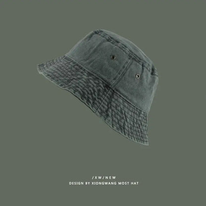 Fashion Women Men Washed Denim Solid Vintage Bucket Hats