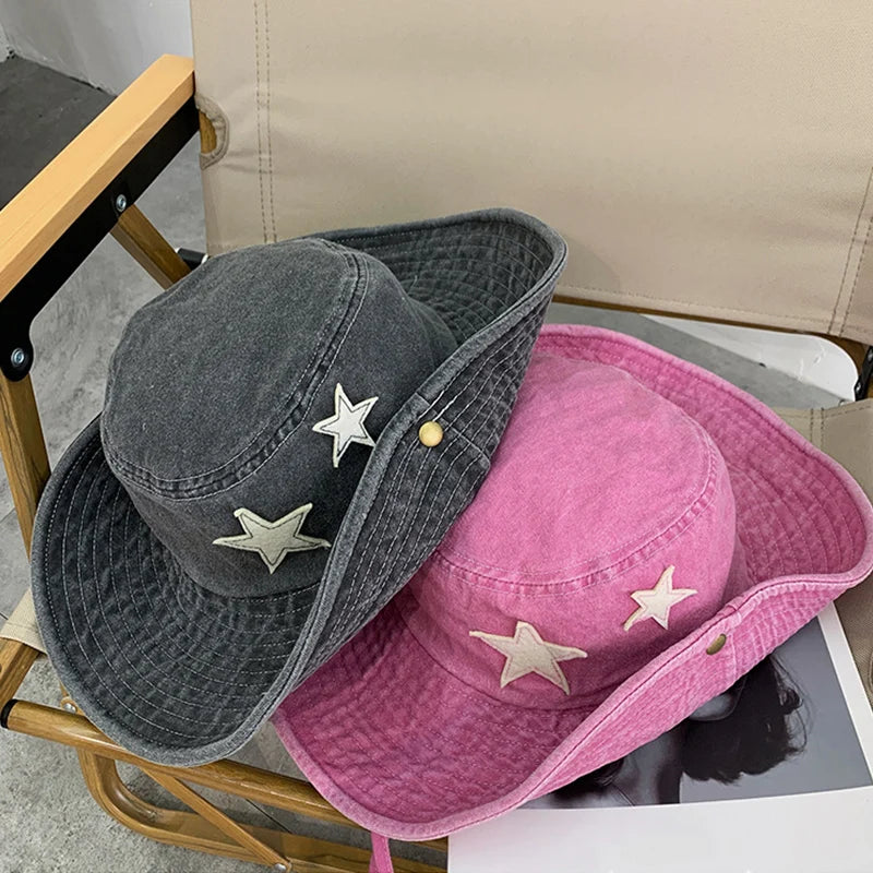Punk Star Wide Brim Cowboy Hat For Women