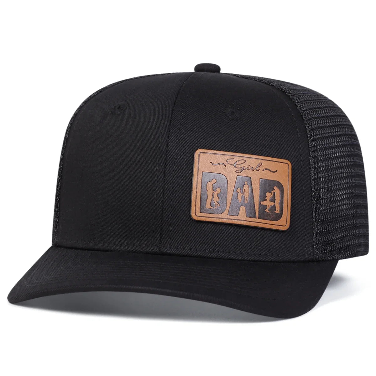 Unisex Dad Letter Brown Leather Label Baseball Net Caps Spring Summer