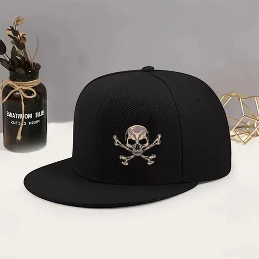 Skull and Crossbones Flat Brim Baseball Cap