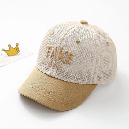 Letter Embroidered Baseball Cap For Kids Summer Sunscreen Mesh Hat Boy Girl Toddler Outdoor Breathable Sun Hats