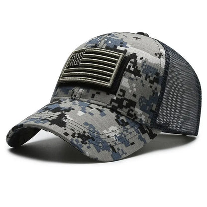 American Flag Camouflage Sticker Embroidered Baseball Cap Net Hat Men