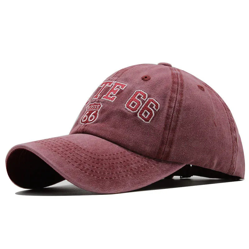 Summer New Pure Cotton Distressed Washed Baseball Cap Highway Embroidered Duckbill Cap Sunshade Hat