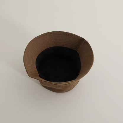 Embroidery Letter Fisherman Hat For Children Sunshade Bucket Cap Solid Cotton Kids Basin Caps 2-6 Year