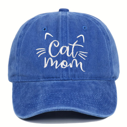Ladies Embroidered Cat Mom Baseball Cap