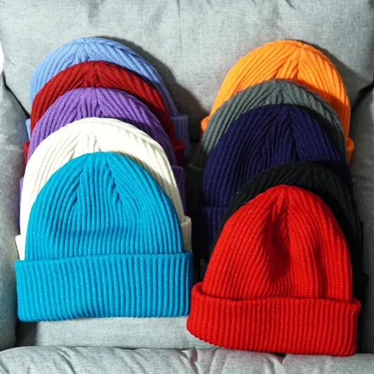 Unisex Solid Color Warm Knitted Beanies For Women Men Winter Autumn