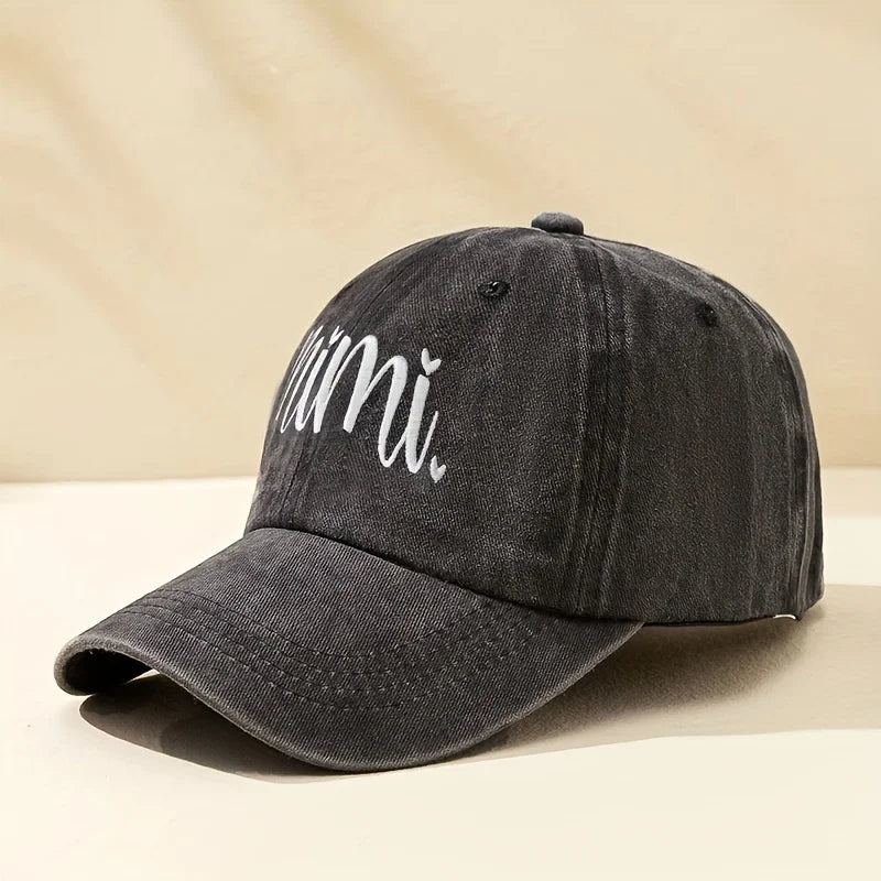 Unisex Y2K Style Embroidered Mimi Washed Baseball Cap