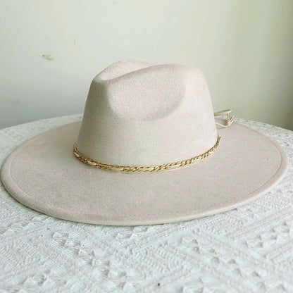 New Free People Rancher Suede Wide Brim Hat Felt Jazz Hat, Classic Church Hat