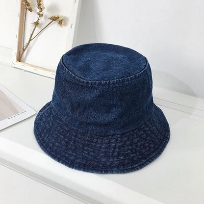 Women Washed Cotton Denim Bucket Hat Travel Hats