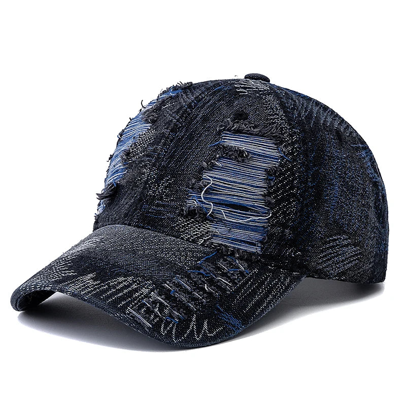 New Style Unisex Cap Tear Style Hole Vintage Starry Sky Pattern Baseball Caps