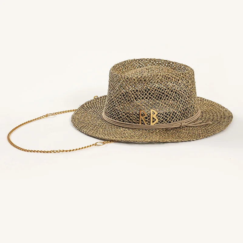 European And American Style Pin Design Straw Hat Female
