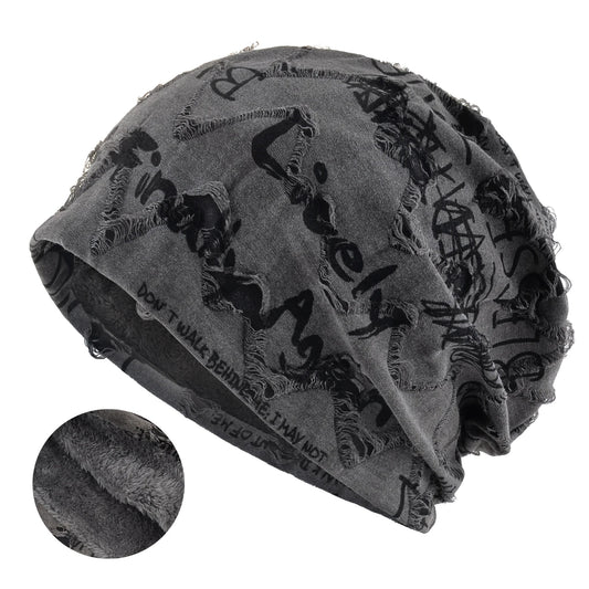 Letter Print Beanie Hat For Women Men Vintage