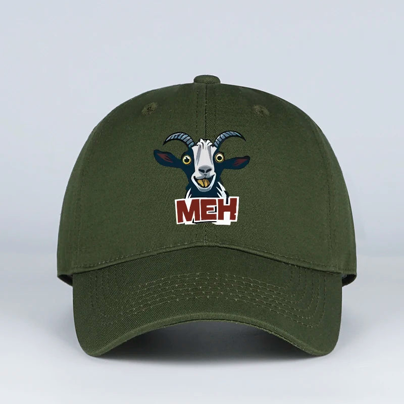 Goat Head MEH Print Soft Top Baseball Cap Soft Comfortable Breathable Adjustable Playful Quirky Trendy Fashionable Unisex