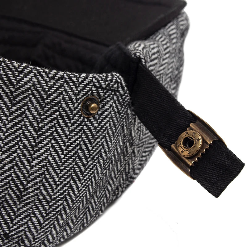 New Herringbone Vintage Beret Men Autumn Winter Casual Flat Visor Hat