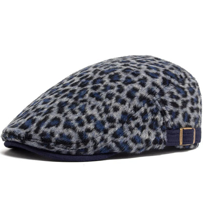 Women Men Leopard Print Flat Cap