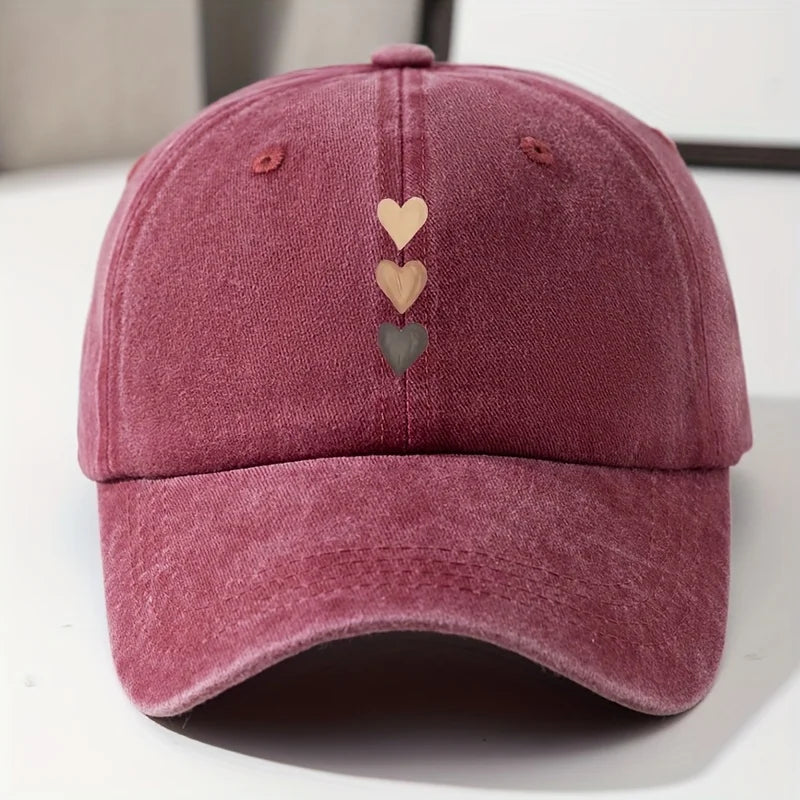 Comfortable Style Women's Casual Baseball Cap with Heart-Shaped Print Design Outdoor Activities