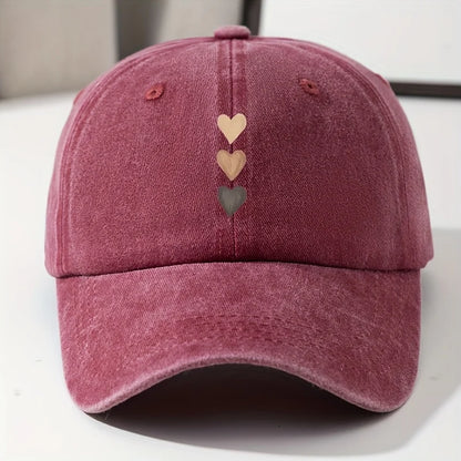 Comfortable Style Women's Casual Baseball Cap with Heart-Shaped Print Design Outdoor Activities