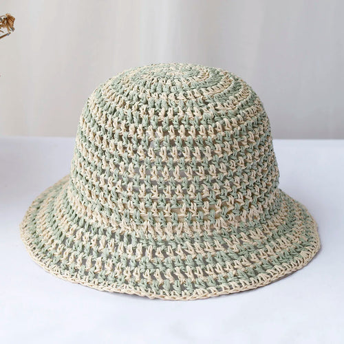Fashionable Luxury Hollow Hat Sky Blue Striped Hat