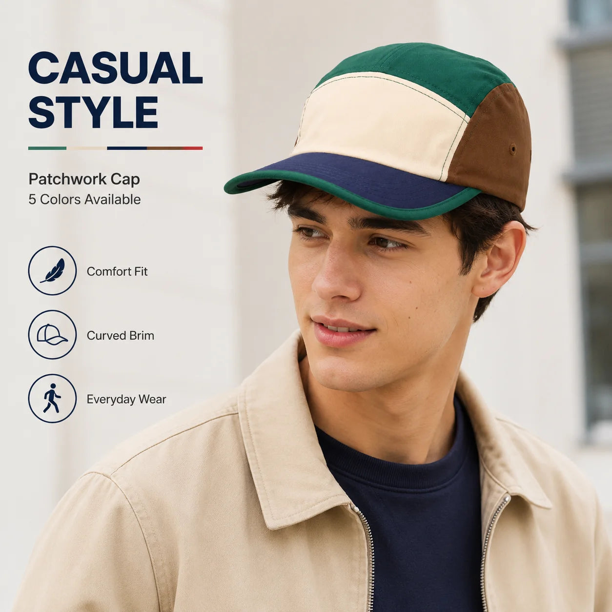 Unisex Plain Patchwork Baseball Caps For Men Women