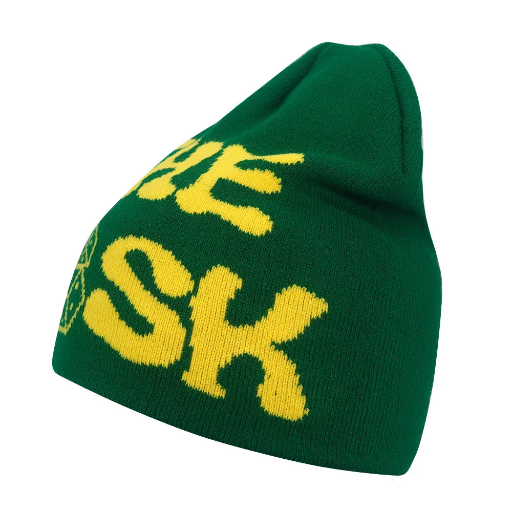 Y2K Letter Knitted Winter Autumn Beanie Cap Men Women