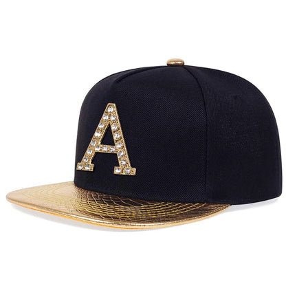 Unisex A Letter Label With Drill Hip-Hop Hats Spring Autum