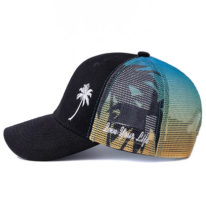 Unisex Baseball Cap Coconut Tree Pattern Outdoor Summer For Men And Women
