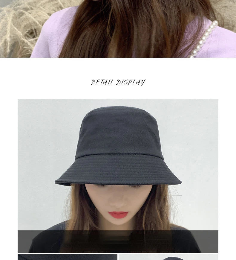 Fashion Bucket Hats Solid Panama Sunscreen Fisherman Cap Outdoor Beach Sun Cap Hat For Women Men