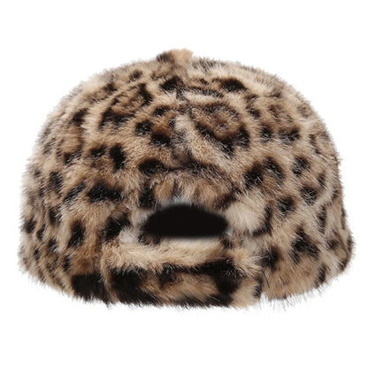 Chic Leopard Print Plush Baseball Cap