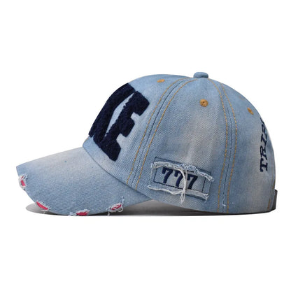 Vintage Denim Baseball Cap For Women Men Letter Snapback Sun Hat