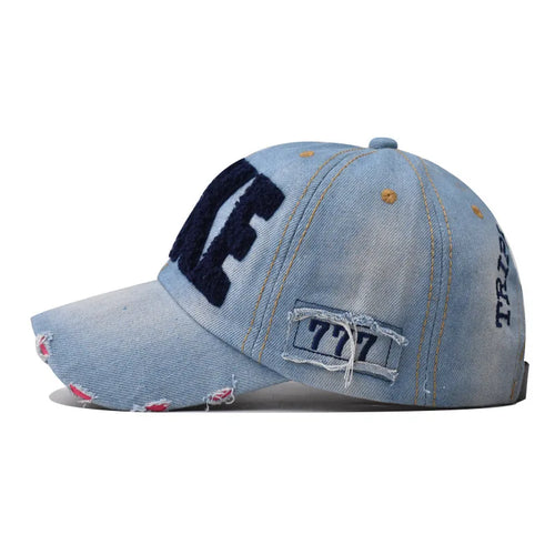 Vintage Denim Baseball Cap For Women Men Letter Snapback Sun Hat