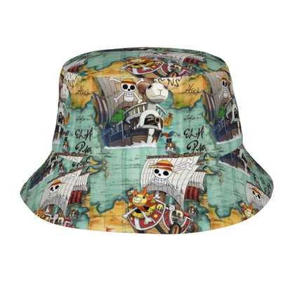 One Piece Straw Hat Luffy Skull Logo Bucket Hat for Teen Beach