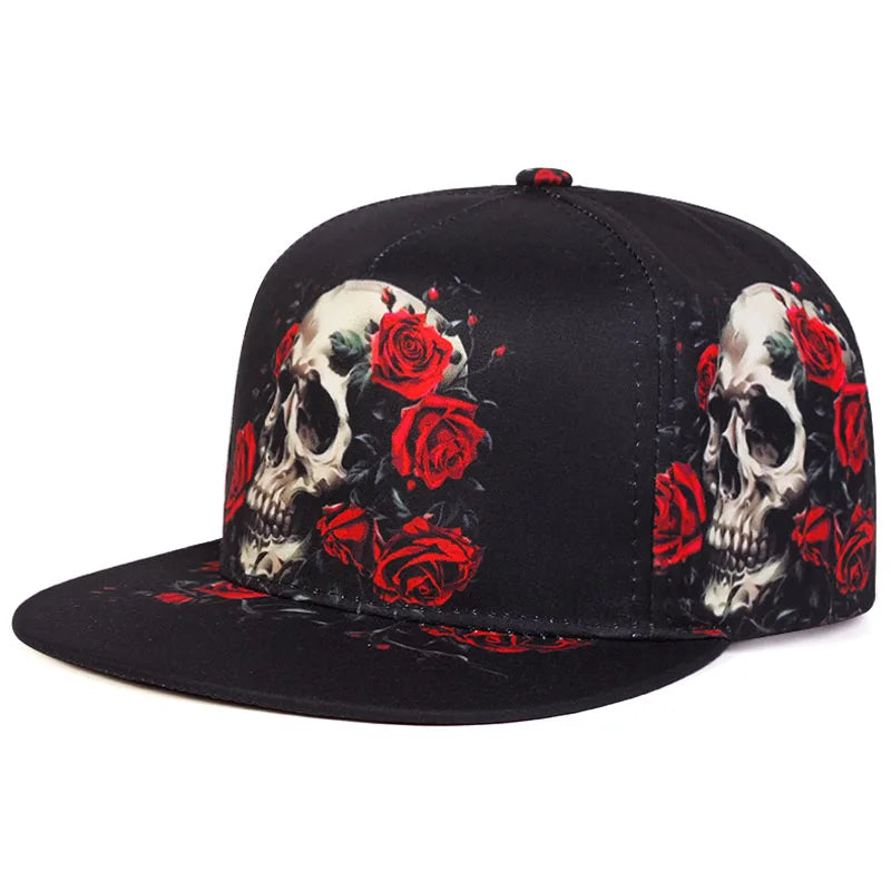 Flat brimmed Hat Printed Skeleton Street Skateboarding Hip Hop Hat