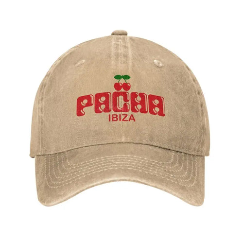Preppy Cherry Baseball Cap Unisex Washed Cotton Denim Hats Outdoor Travel Cap