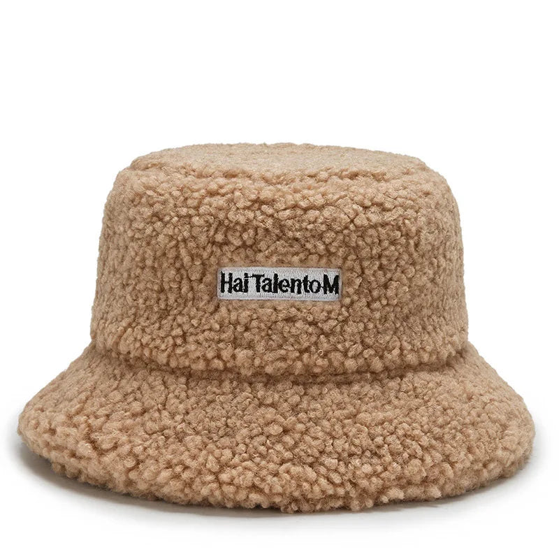 Lambswool Unisex Bucket Hats For Women Men Winter