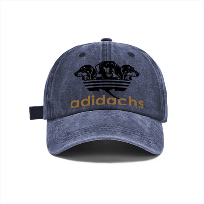 Vintage Washed Baseball Cap Unisex Distressed Snapback Hat Grey Dachshund Dog Graphic Embroidery Adjustable Dad Hat Streetwear