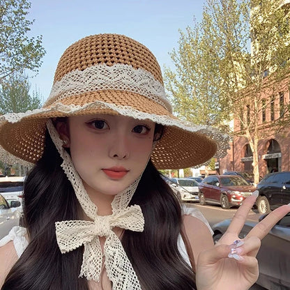 Fashion Beach UV Protection Cap Women Lace Visors Hat