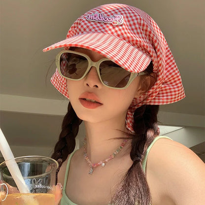Women's Sunshade Hats Plaid Simple Sweet Personality Fashion Trendy