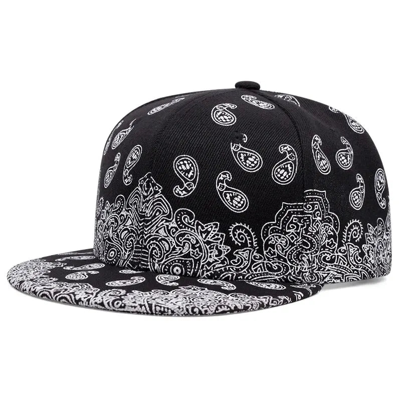Fashion West Coast Cashew Flower Printing Snapback Cap Outdoor Sun Men Woman