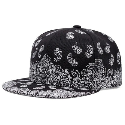 Fashion West Coast Cashew Flower Printing Snapback Cap Outdoor Sun Men Woman