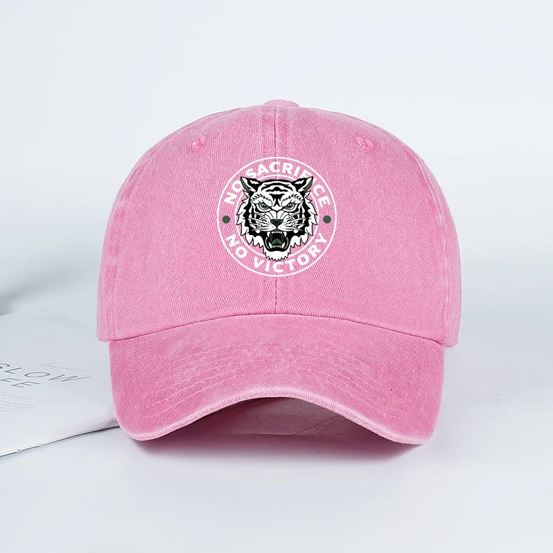 Tiger Logo Washed Baseball Cap Soft Comfortable Lightweight Breathable Adjustable Trendy Fashion Unisex