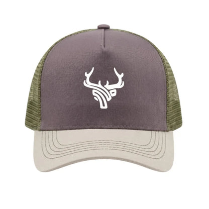 Deer Head Antlers Printed 5 Panel Trucker Mesh Hat