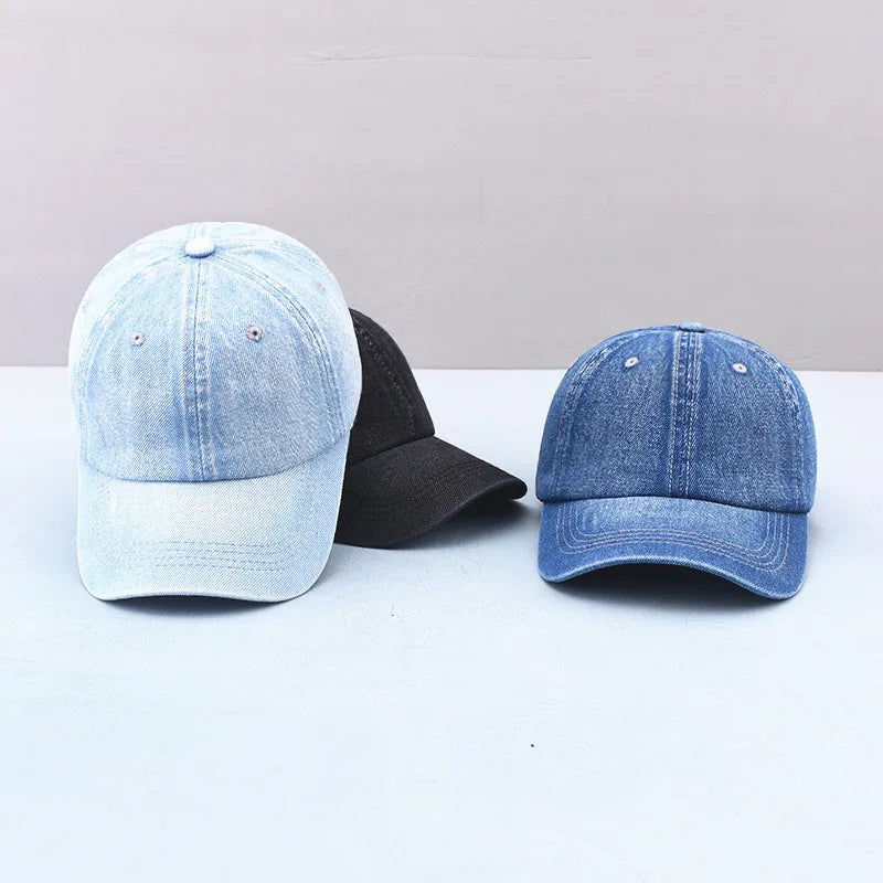 Vintage Solid Baseball Cap Washed Denim Sports Hat Men