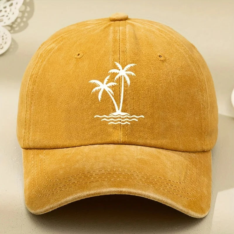 Vintage Palm Tree Print Design Baseball Cap Men Women