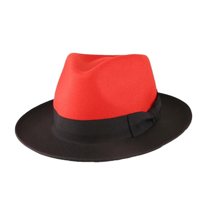 Men Women Wool Felt Fedora Hat Retro British Style Two Tone Jazz Cap